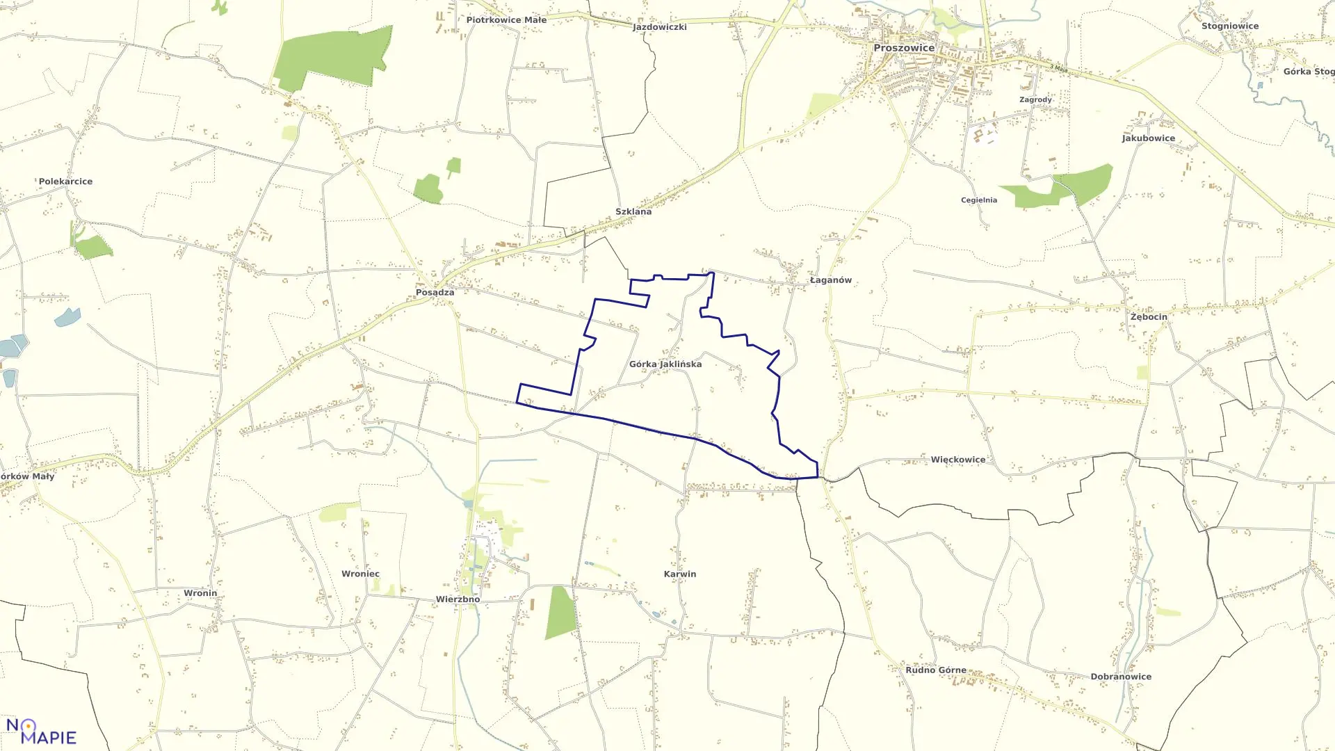 Mapa obrębu Górka Jaklińska w gminie Koniusza